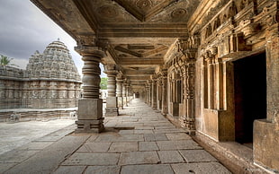 gray concrete pillar, religion, temple, India HD wallpaper
