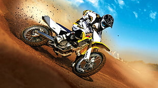 man riding on motocross dirt bike wallpaper, motorcycle, Suzuki, motocross HD wallpaper
