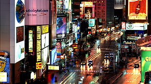 assorted cars, Times Square