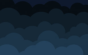 blue, black, and gray digital wallpaper, clouds, minimalism, simple