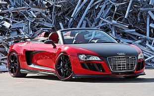 red and black Audi convertible coupe HD wallpaper