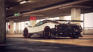 black and white sports car, Pagani Zonda, supercars, Pagani, car HD wallpaper