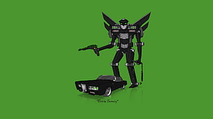 black robot and car art, car, Transformers, minimalism