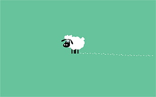 white and black sheep illustration HD wallpaper