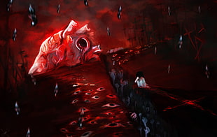 red monster painting, blood, red, heart