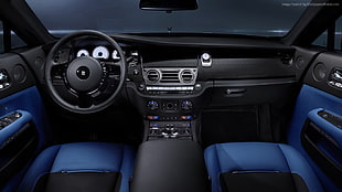car interior with blue leather car seat cover HD wallpaper