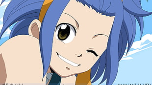 blue haired anime girl HD wallpaper
