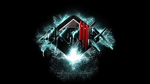 More Monster and Strotes text, Skrillex, logo, dark, black HD wallpaper