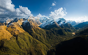 green mountain, sky, mountains