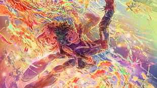 Boku No Hero Academia Uraraka and Deku digital wallpaper, digital art, closeup, fantasy art, Boku no Hero Academia