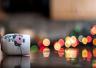 white floral ceramic cup