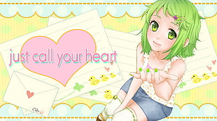 green-haired girl in sleeveless dress anime wallpaper