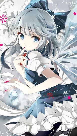 anime girls, Cirno, Touhou, grey hair HD wallpaper