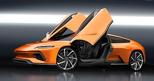 orange sports car HD wallpaper
