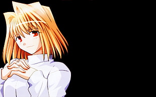 blonde haired girl anime character in white top HD wallpaper