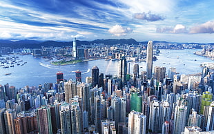 white city buildings, city, urban, cityscape, Hong Kong HD wallpaper