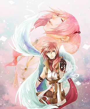 Final Fantasy Lightning wallpaper, Claire Farron, Serah Farron, Final Fantasy XIII, weapon