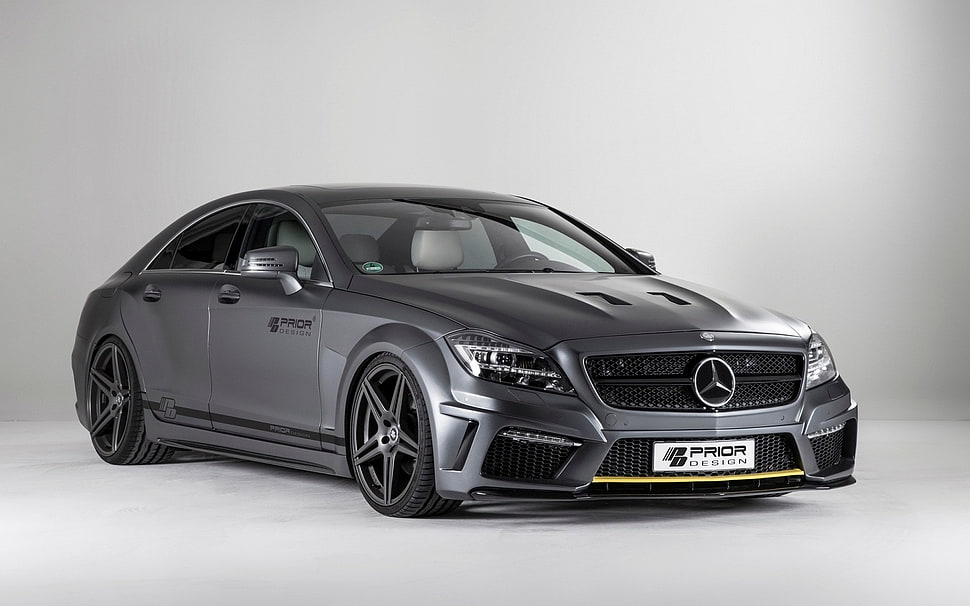 black Mercedes-Benz sedan, Prior Design, Mercedes-Benz, Mercedes-Benz CLS PD550 Black Edition, Mercedes-Benz CLS HD wallpaper