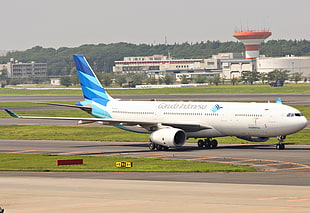 white Garuda Indonesia airplane