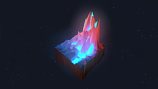 red geometrical mountain wallpaper, low poly, themandesigns, digital art