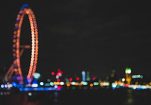 Ferris wheel, lights, city, night, London HD wallpaper