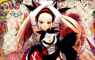 female anime character wearing black shirt HD wallpaper