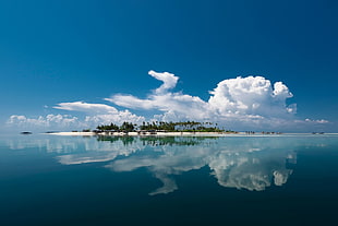 island, sea, water, clouds HD wallpaper