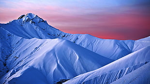 blue and white bed sheet, ice, snow, mountains, nature