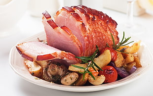 roasted ham, food, lunch, photography, meat HD wallpaper