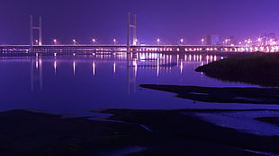 bridge over water digital wallpaper, city, cityscape, bridge, night HD wallpaper