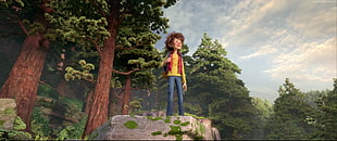 boy wearing red vest cartoon character HD wallpaper