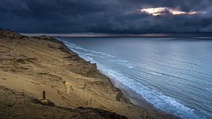 aerial view photography of beach, shore, clouds, nature