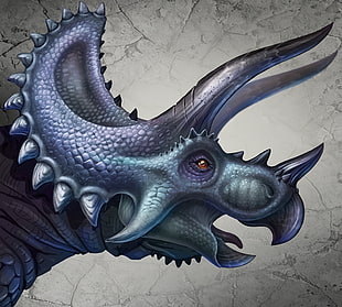 black and gray metal motorcycle part, animals, dinosaurs, Triceratops HD wallpaper