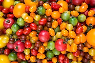 bunch of fruits, Tomatoes, Tomato, Variety HD wallpaper