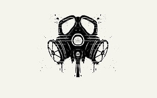 gas mask digital wallpaper, minimalism, gas masks, apocalyptic, monochrome HD wallpaper