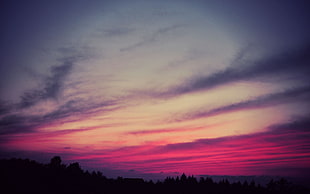 grey and red sky, sky, nature, sunset, clouds