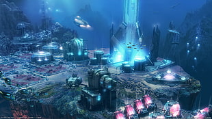 underwater city illustration, artwork, architecture, digital art, Anno 2070 HD wallpaper