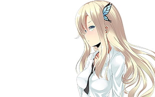 anime girl character wearing white dress shirt with black necktie digital wallpaper HD wallpaper