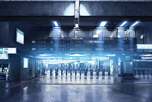 empty terminal gate, metro, train station, anime HD wallpaper