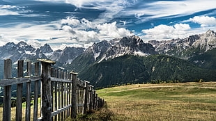 brown wooden farm fences, fence, sky, nature, landscape