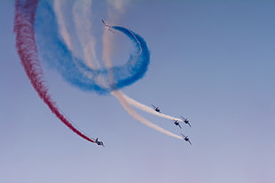 six planes, airplane, airshows, Patrouille de France