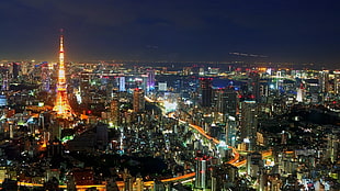 aerial view photography of city landscape, city, cityscape, Tokyo, Japan HD wallpaper