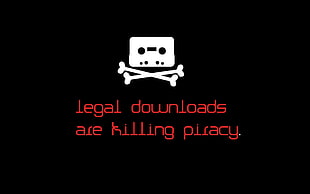 white skull and bone logo, piracy, computer, typography, black background