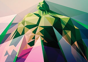 Incredible Hulk abstract wallpaper, comics, low poly, Hulk