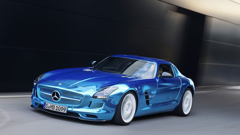 blue Mercedes-Benz SLS AMG coupe, Mercedes SLS, Mercedes Benz, blue cars, car HD wallpaper
