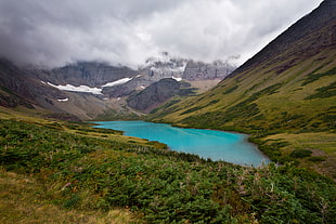 lake surrounded with green trees under clouds, cracker lake HD wallpaper