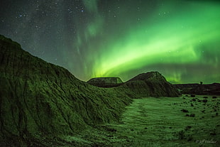 landscape photography of mountain during night