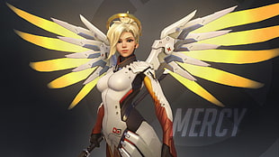 Overwatch Mercy character illustration HD wallpaper