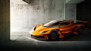 orange sports coupe, car, apollo arrow concept HD wallpaper