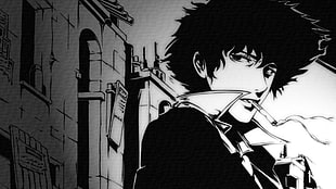 man with cigarette illustration, Cowboy Bebop, Spike Spiegel, smoking, anime boys